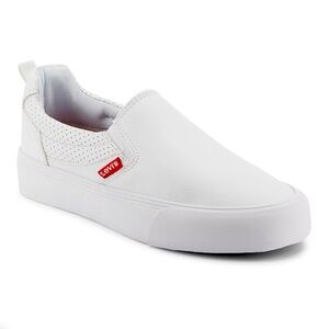 Levi’s white leather slip ons. Like new. Worn once